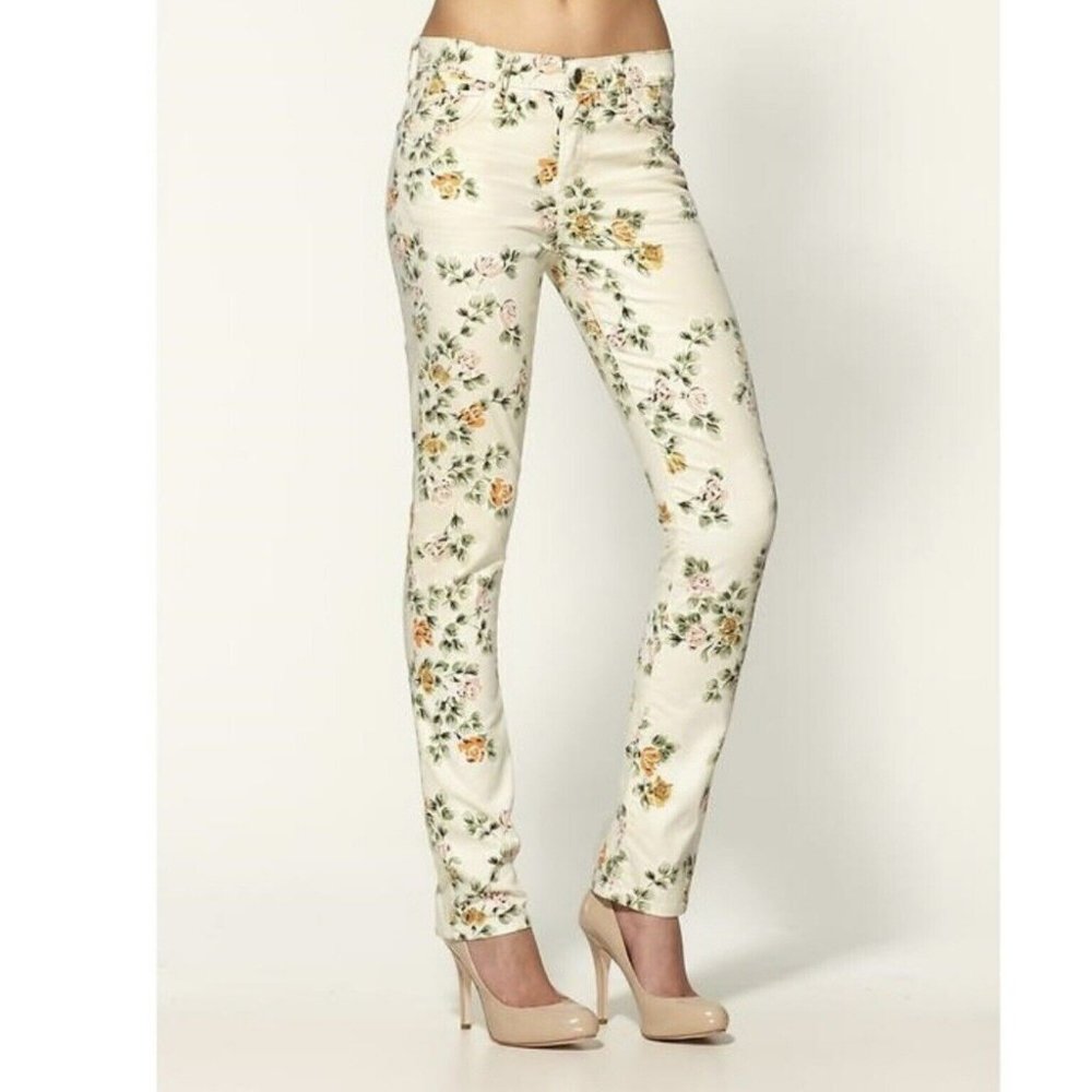 Citizens of Humanity Sz 27 Mandy High Waist Retro Slim Roll Up Floral Jeans - Picture 12 of 16